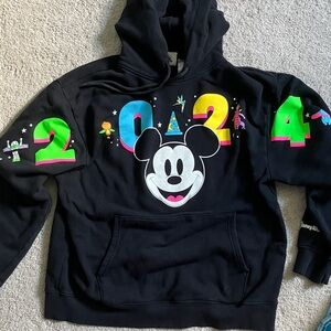 Disney World Mickey 2024 Hoodie L Colorful Black